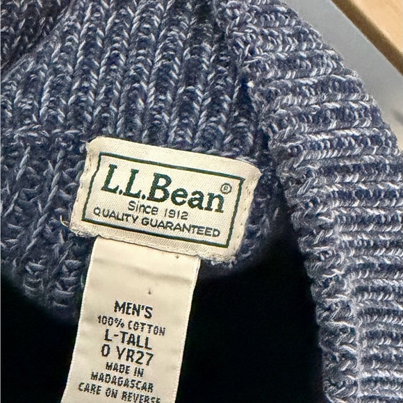 L.L. Bean Men’s Full-Zip Cotton Shaker Stitch Sweater - Blue - L-Tall - Picture 4 of 6
